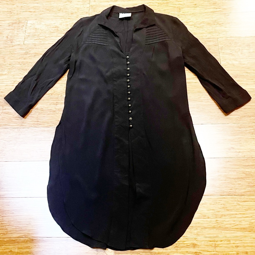 Anthropologie Maeve Ceycan Boho Black Button Front Tunic Shirt Dress. Medium - Picture 6 of 16